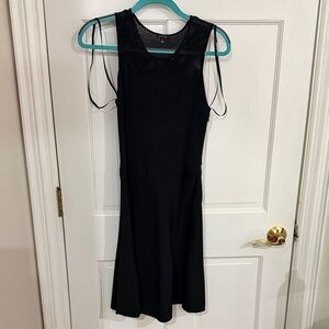 Ann Taylor Black Mesh Detail Midi Dress